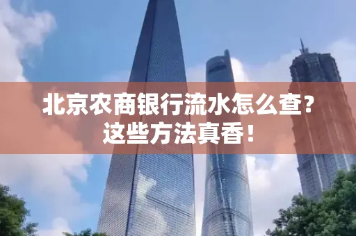 北京农商银行流水怎么查？这些方法真香！